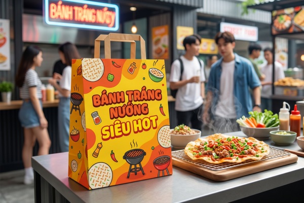 Mẫu túi giấy đựng bánh tráng nướng nổi bật