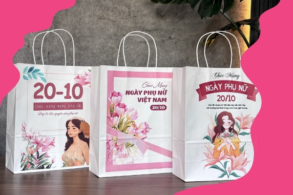 In Hoa Long nhận thiết kế và in ấn Mẫu túi giấy quà tặng 20/10 giá rẻ