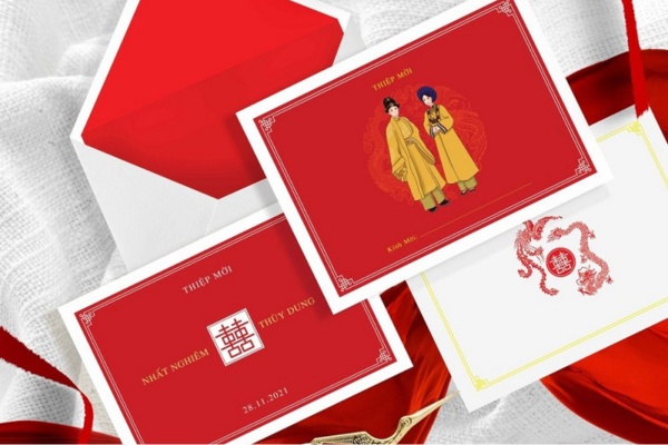 Những mẫu thiệp cưới màu đỏ đẹp mắt sang trọng