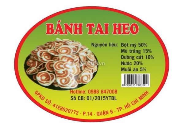Tem nhãn bánh tai heo đẹp, chất lượng cao