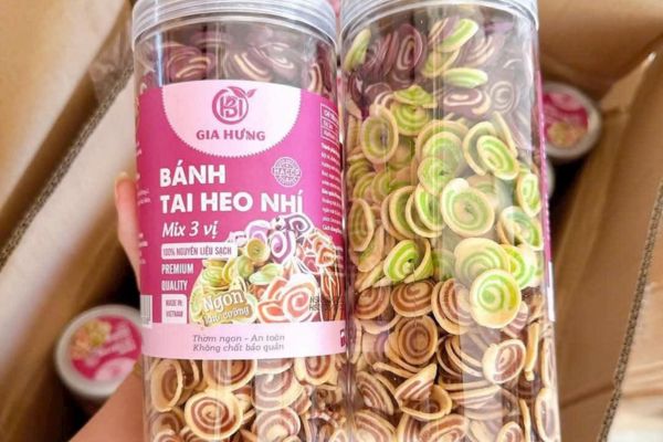 Tem nhãn bánh tai heo đẹp, chất lượng cao