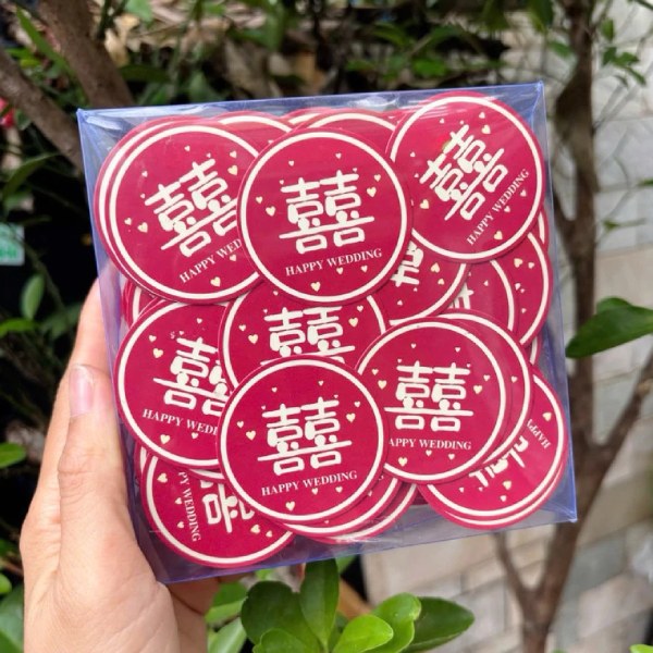 In Hoa Long nhận thiết kế và in ấn tem dán chữ hỷ lấy ngay