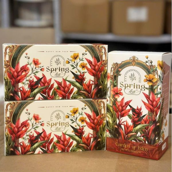 Hộp đựng trà spring tea đẹp, thiết kế theo yêu cầu