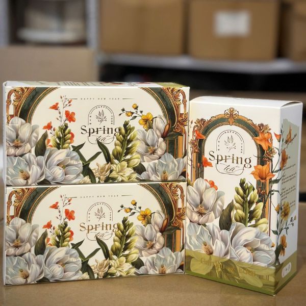 Hộp đựng trà spring tea đẹp, thiết kế theo yêu cầu