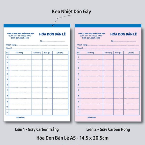 In mẫu hóa đơn bán lẻ a5 2 liên sắc nét In mẫu hóa đơn bán lẻ a5 2 liên