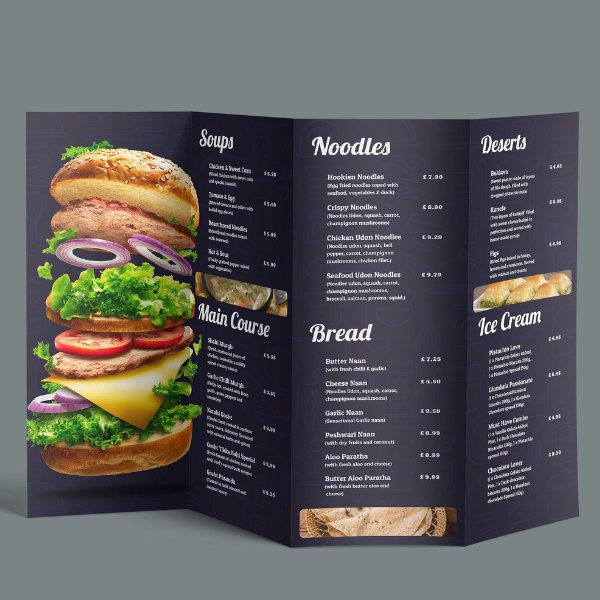 In menu a3 chuyên nghiệp, gấp 3 đẹp mắt In menu a3 chuyên nghiệp, gấp 3