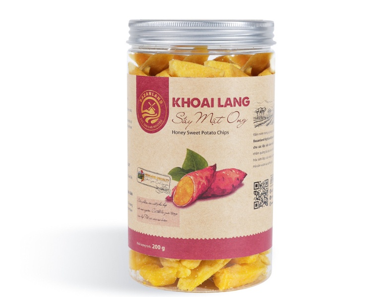 In tem nhãn khoai lang sấy mật organic