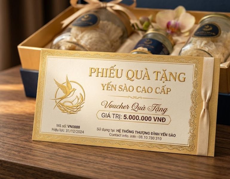 In voucher yến sào sang trọng