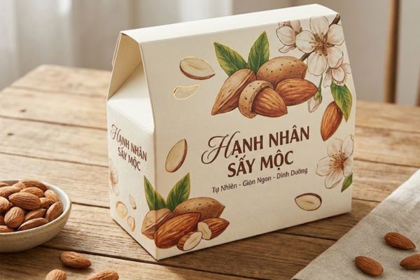 Mẫu hộp đựng hạnh nhân giá rẻ, thiết kế theo yêu cầu