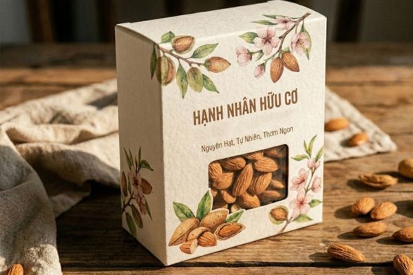 Mẫu hộp đựng hạnh nhân giá rẻ, thiết kế theo yêu cầu