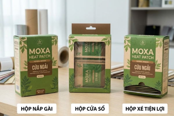 Mẫu hộp đựng miếng dán nhiệt cứu ngải đa dạng