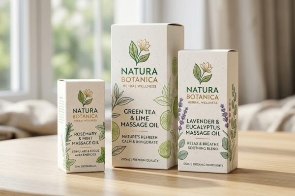 Mẫu hộp giấy đựng dầu xoa bóp đẹp phong cách organic
