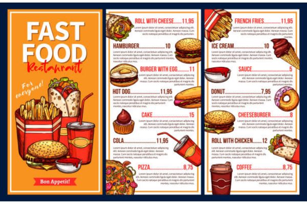 Mẫu menu hamburger đẹp, chất lượng cao