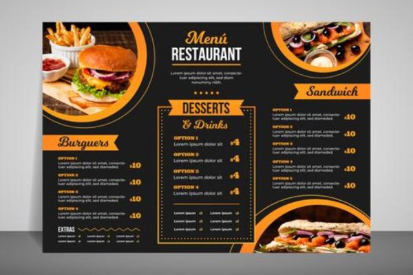 Mẫu menu hamburger đẹp, chất lượng cao