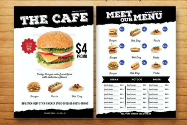 Mẫu menu hamburger đẹp, chất lượng cao