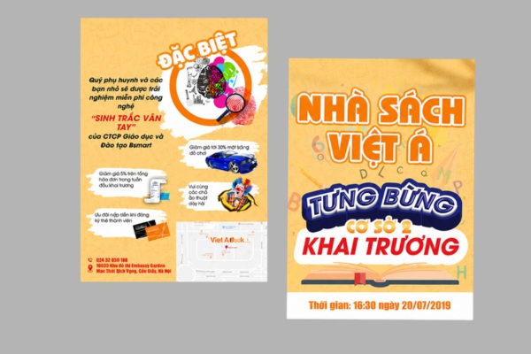 Mẫu tờ rơi khai trương nhà sách đẹp mắt