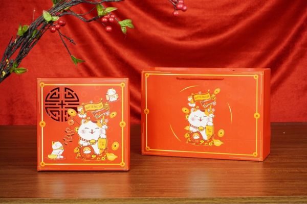 Hộp quà Tết mèo phát tài đẹp, sang trọng