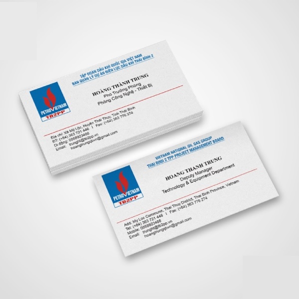 In Hoa Long nhận thiết kế và In card visit công ty xăng dầu theo yêu cầu