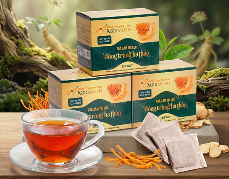 In hộp trà đông trùng hạ thảo đẹp mắt