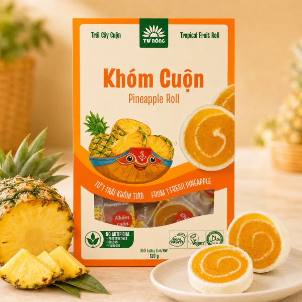 In Hoa Long nhận thiết kế và in hộp kẹo dẻo khóm theo yêu cầu
