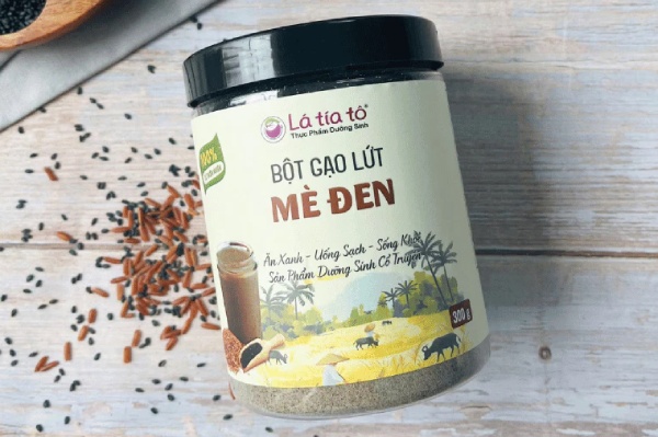 In Hoa Long nhận thiết kế và in ấn in tem nhãn bột gạo lứt mè đen cao cấp