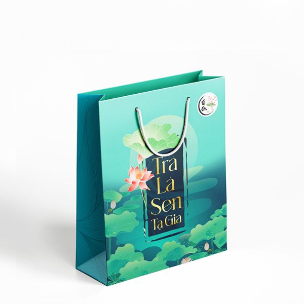 In túi giấy trà sen giá rẻ, thiết kế theo yêu cầu