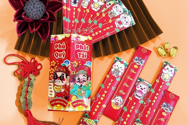 Mẫu hộp đựng bao lì xì gieo quẻ Phát Tài