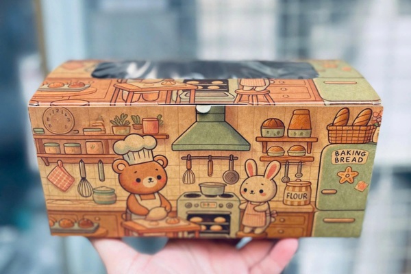Mẫu hộp giấy đựng bánh mì hoa cúc dễ thương