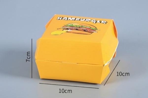 Mẫu hộp giấy đựng hamburger kích thước chuẩn