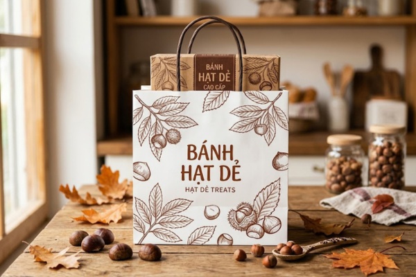 Những mẫu in túi giấy đựng bánh hạt dẻ thu hút