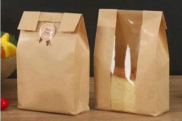 Mẫu in túi giấy kraft không quai kết hợp cửa sổ kính
