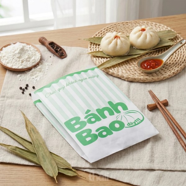 In Hoa Long nhận thiết kế và in mẫu túi giấy đựng bánh bao số lượng nhiều tại Hà Nội