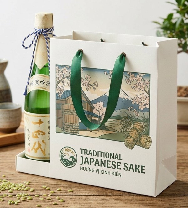 In Hoa Long nhận thiết kế và in ấn túi đựng rượu sake lấy ngay