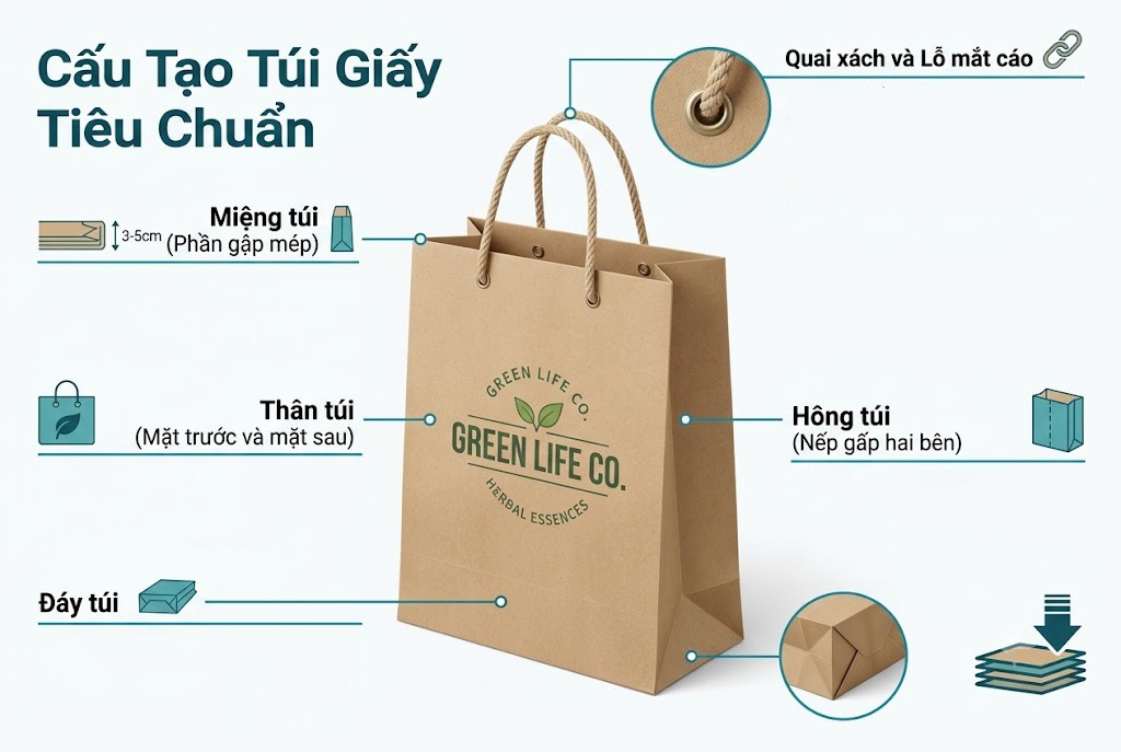 Cấu tạo của túi giấy tiêu chuẩn