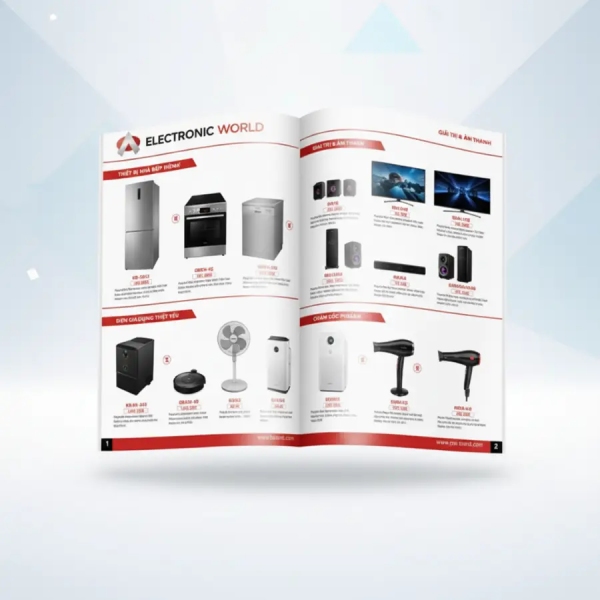 In Hoa Long nhận thiết kế và in catalogue điện máy giá rẻ