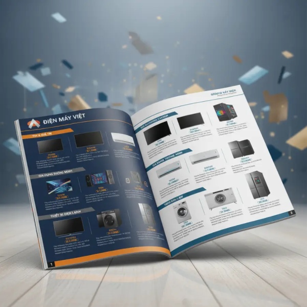 In Hoa Long nhận thiết kế và in catalogue điện máy sang trọng