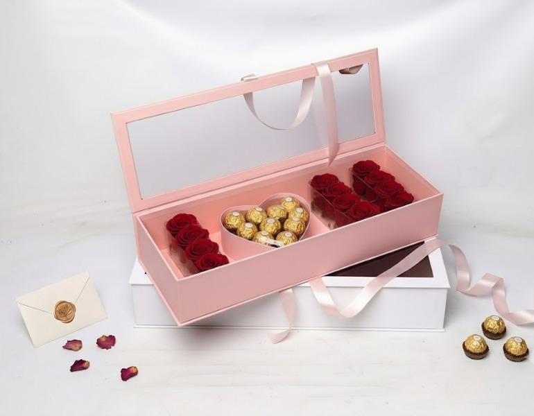 In hộp đựng quà tặng Valentine cửa sổ kính