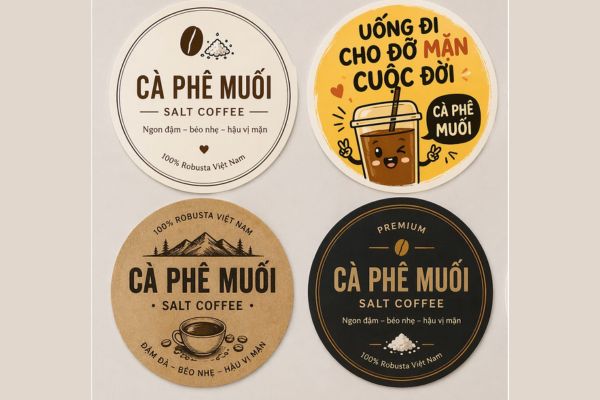 In tem cà phê muối giá rẻ, mẫu đẹp
