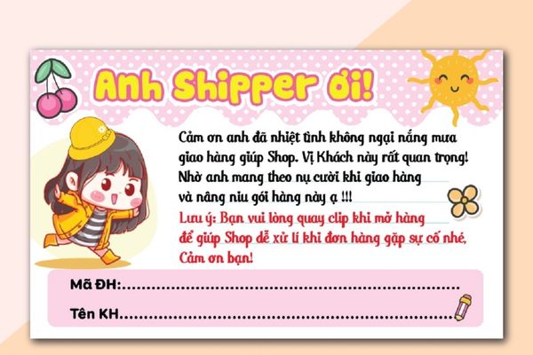 In tem cảm ơn shipper giá rẻ, mẫu đẹp