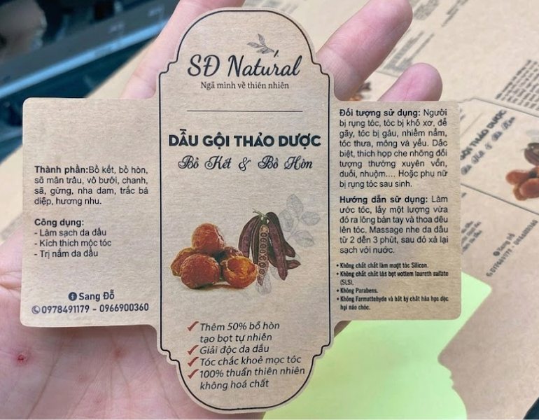 In tem dán dầu gội bồ kết theo yêu cầu