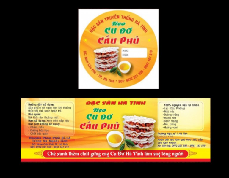 In tem nhãn kẹo cu đơ theo yêu cầu