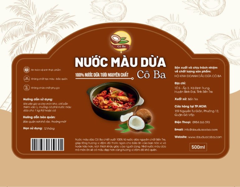 In tem nhãn nước màu dừa sắc nét