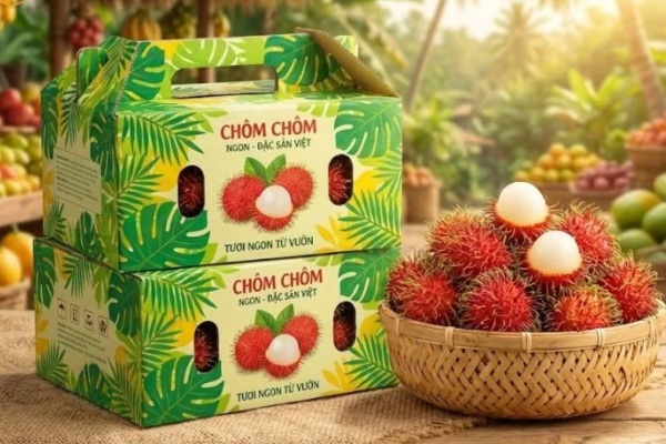 In Hoa Long nhận thiết kế và In thùng carton đựng chôm chôm đẹp