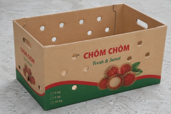 In Hoa Long nhận thiết kế và In thùng carton đựng chôm chôm giá rẻ