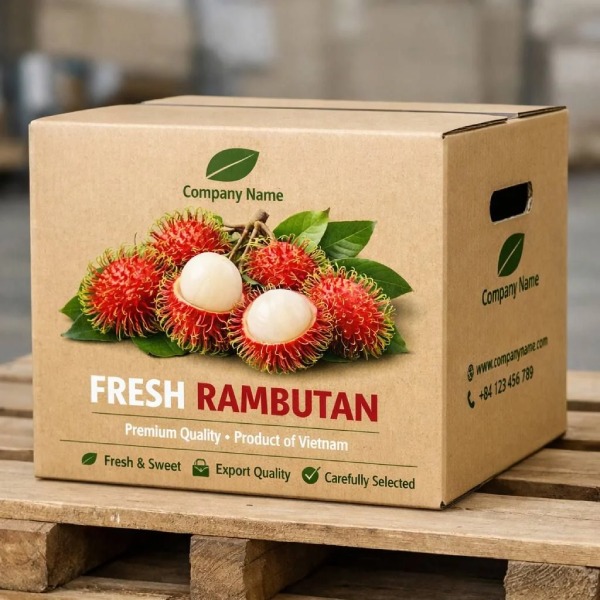 In Hoa Long nhận thiết kế và In thùng carton đựng chôm chôm theo yêu cầu
