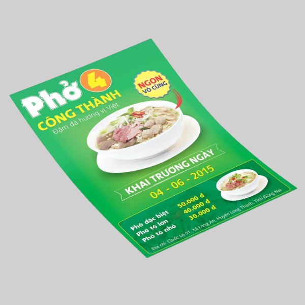 In Hoa Long nhận In tờ rơi quán phở giá rẻ