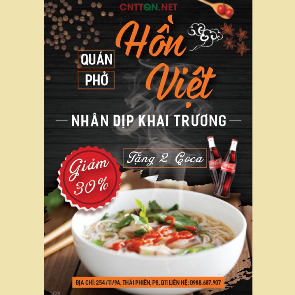 In Hoa Long nhận In tờ rơi quán phở theo yêu cầu
