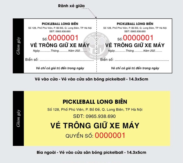 In Hoa Long nhận thiết kế và in vé xe sân Pickle Ball chuyên nghiệp