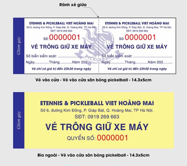 In Hoa Long nhận thiết kế và in vé xe sân Pickle Ball đẹp