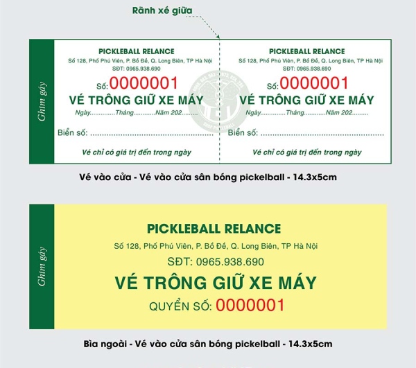 In Hoa Long nhận thiết kế và in vé xe sân Pickle Ball giá rẻ